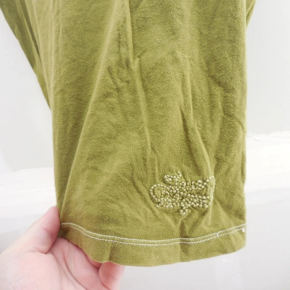 True Religion Mens Olive Green Graphic T-Shirt Mythological Print Small
